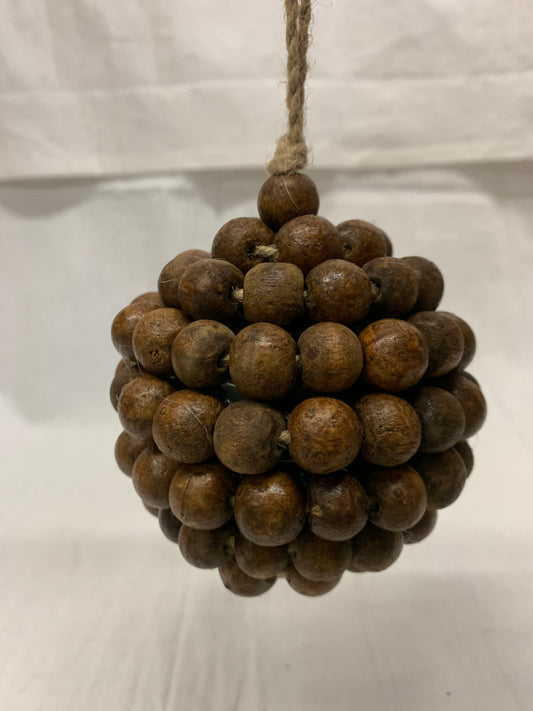 Wood Beads Ball Orn, Brown