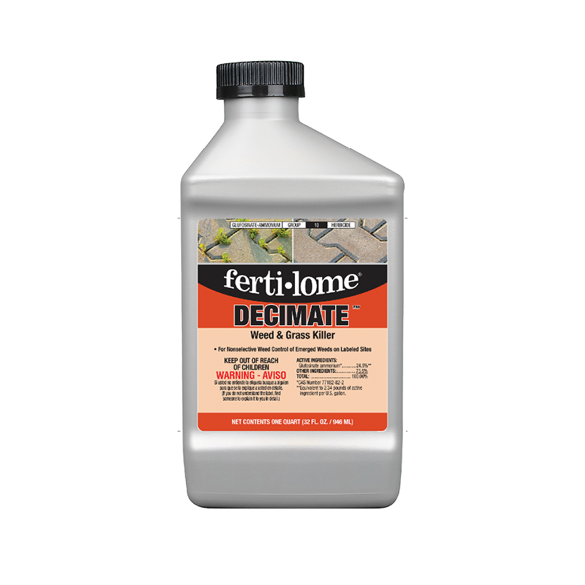 Ferti-lome Decimate weed and grass killer bottle on a white background