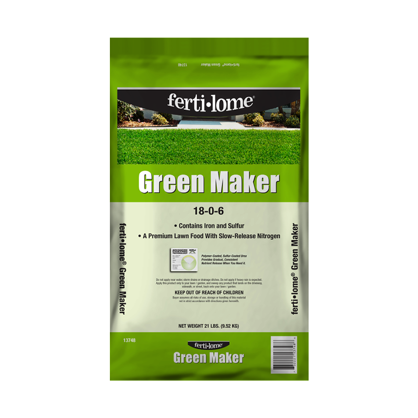 Fertilome Green Maker lawn food package on a white background