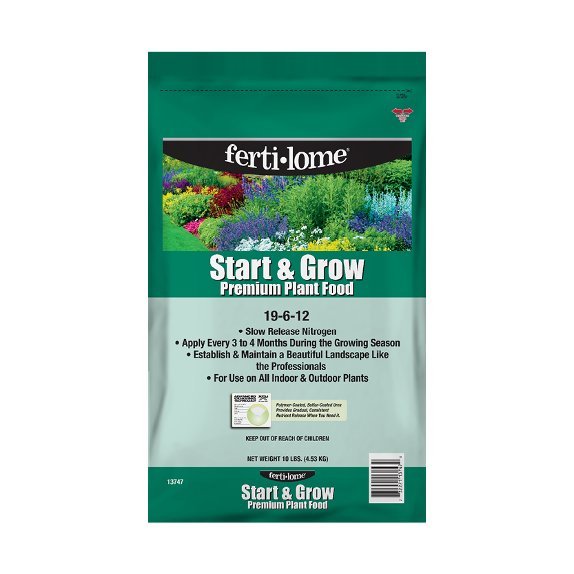 Fertilome Start & Grow Premium Plant Food packaging on a white background