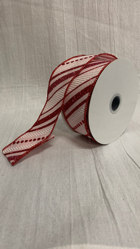 Stripe Ribbon, pnk/rd/wht glit