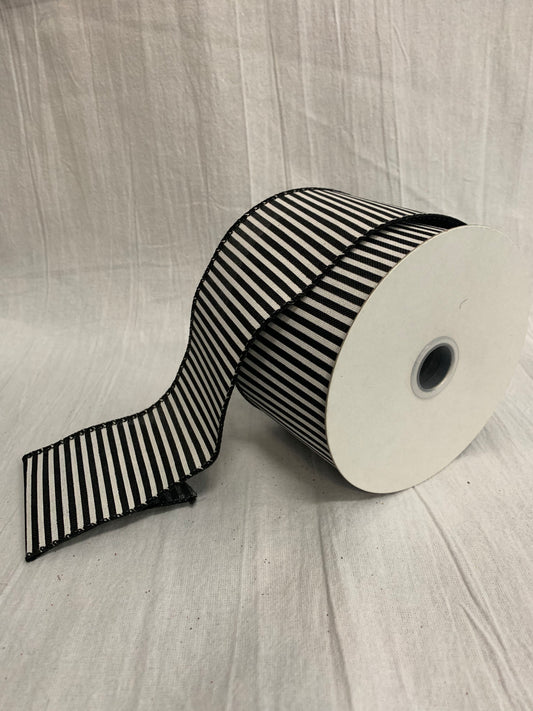 Thin Stripe Ribbon, Blk/Wht