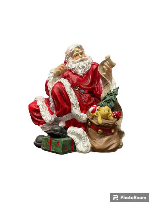 14" Res Santa w/List, Toys
