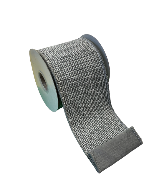 Woven Ribbon, grey and white