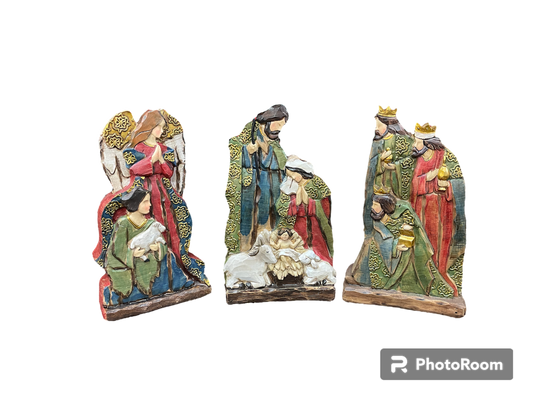3 Pc Res Nativity w/Gld Detail