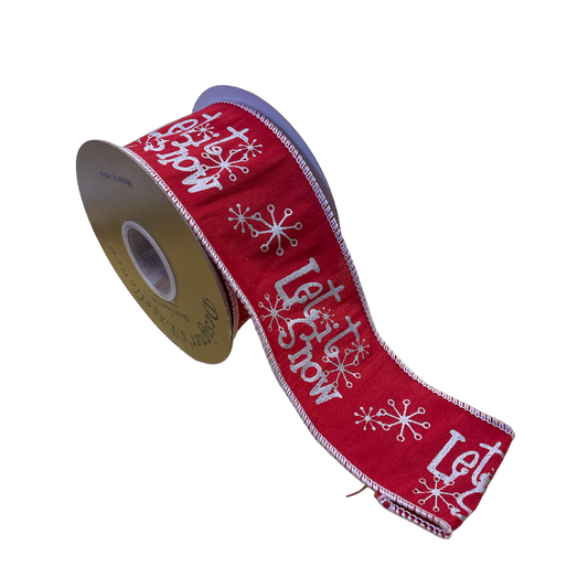 Let it Snow Ribbon Red Silver