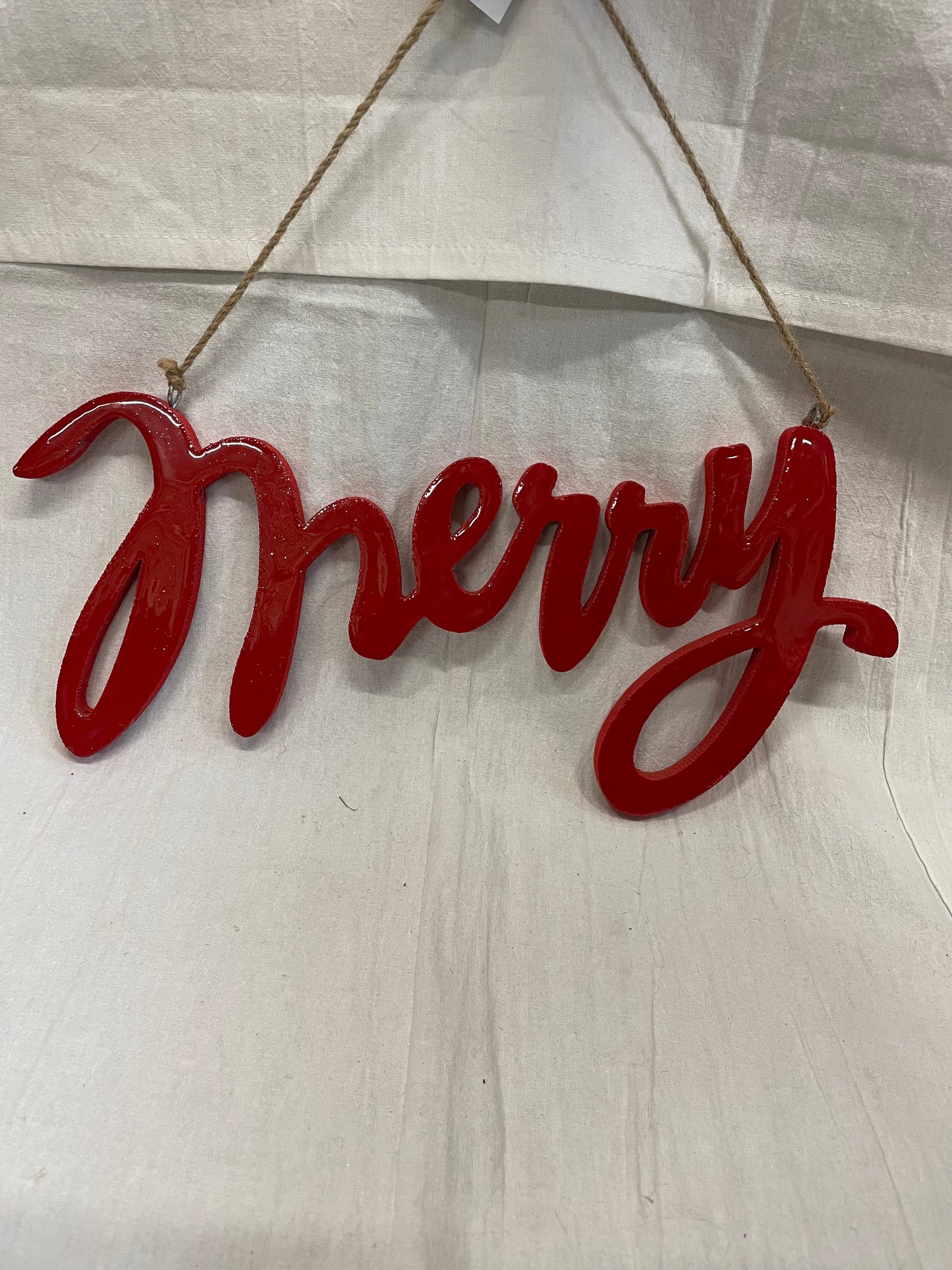 Red Cursive Merry Ornament