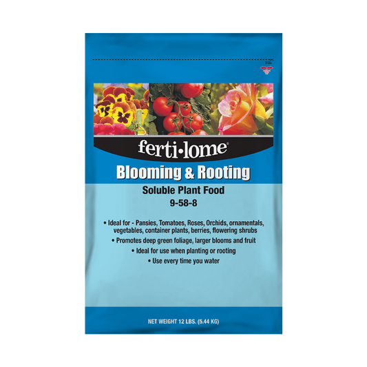 Fertilome Blooming & Rooting Soluble Plant Food packaging on a white background