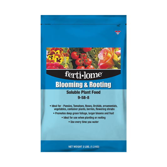 Fertilome Blooming & Rooting Soluble Plant Food package on a white background