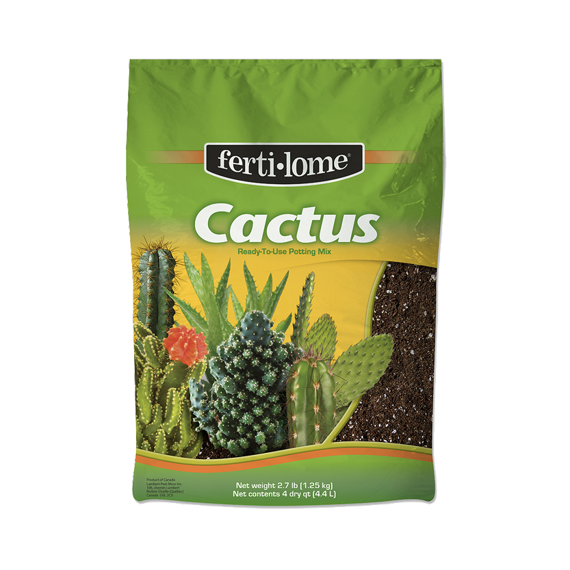 Fertilome Cactus potting mix packaging with cacti illustration on a white background