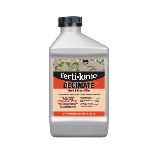 Ferti-lome Decimate weed and grass killer bottle on a white background