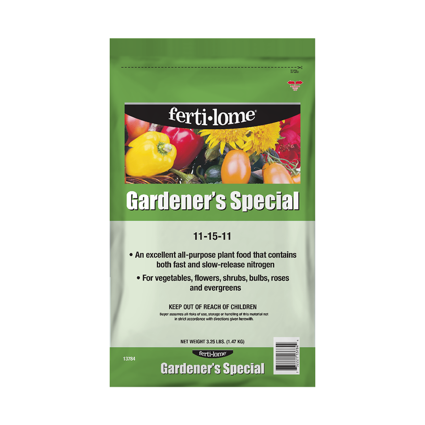 Fertilome Gardener's Special plant food bag on a white background