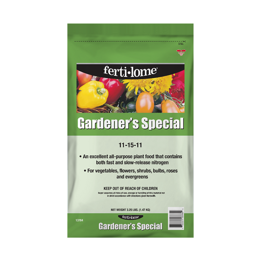 Fertilome Gardener's Special plant food bag on a white background