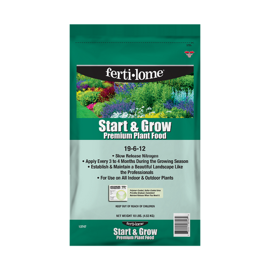 Fertilome Start & Grow Premium Plant Food packaging on a white background