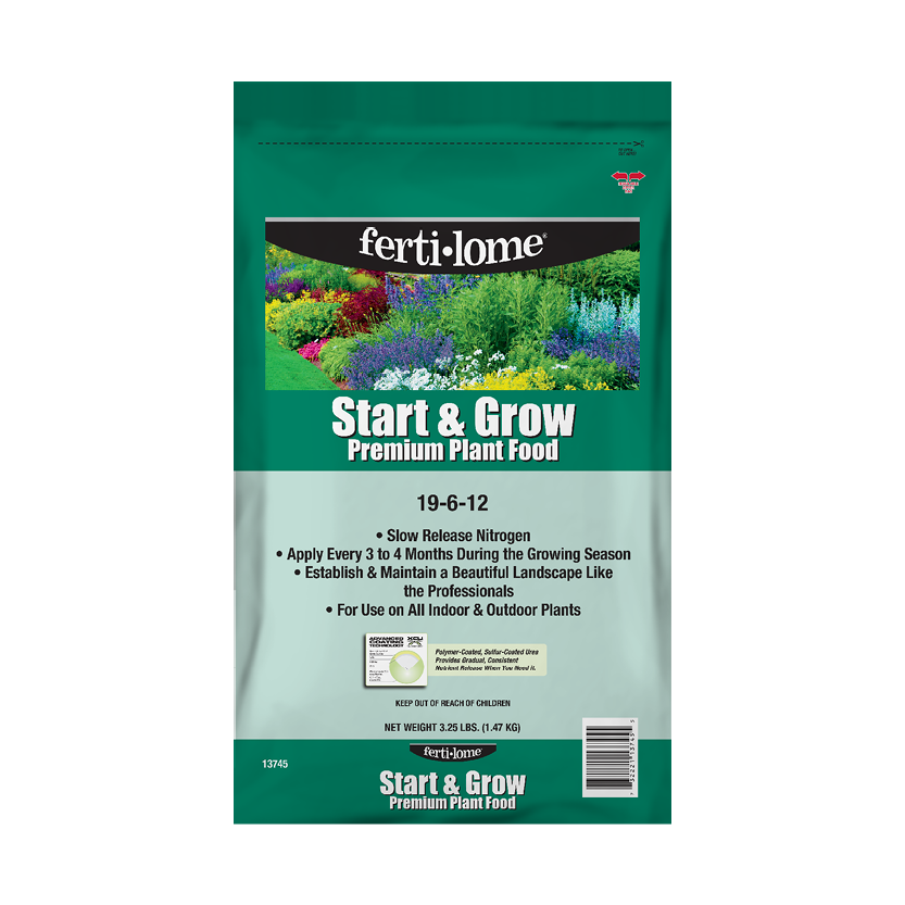 Fertilome Start & Grow Premium Plant Food packaging on a white background