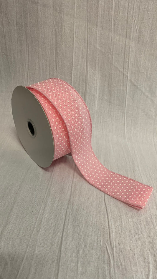 Small Dot Ribbon, Pink/White