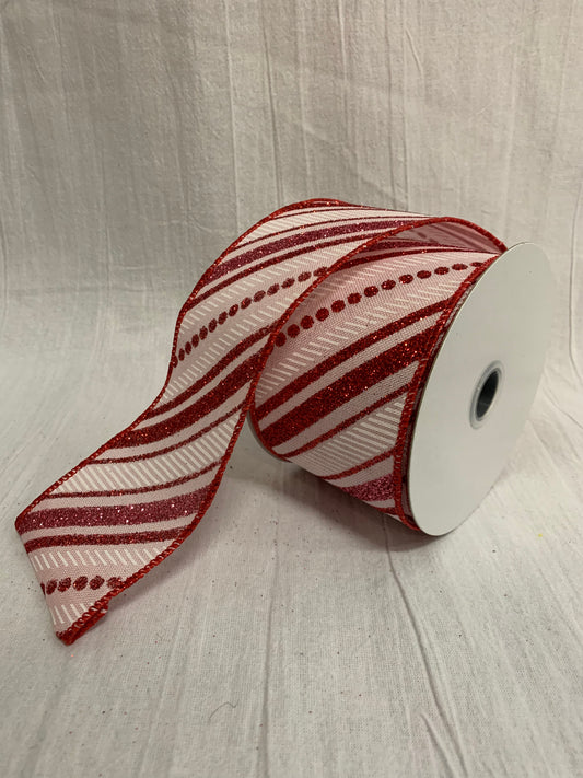 Stripe Ribbon, pnk/rd/wht glit