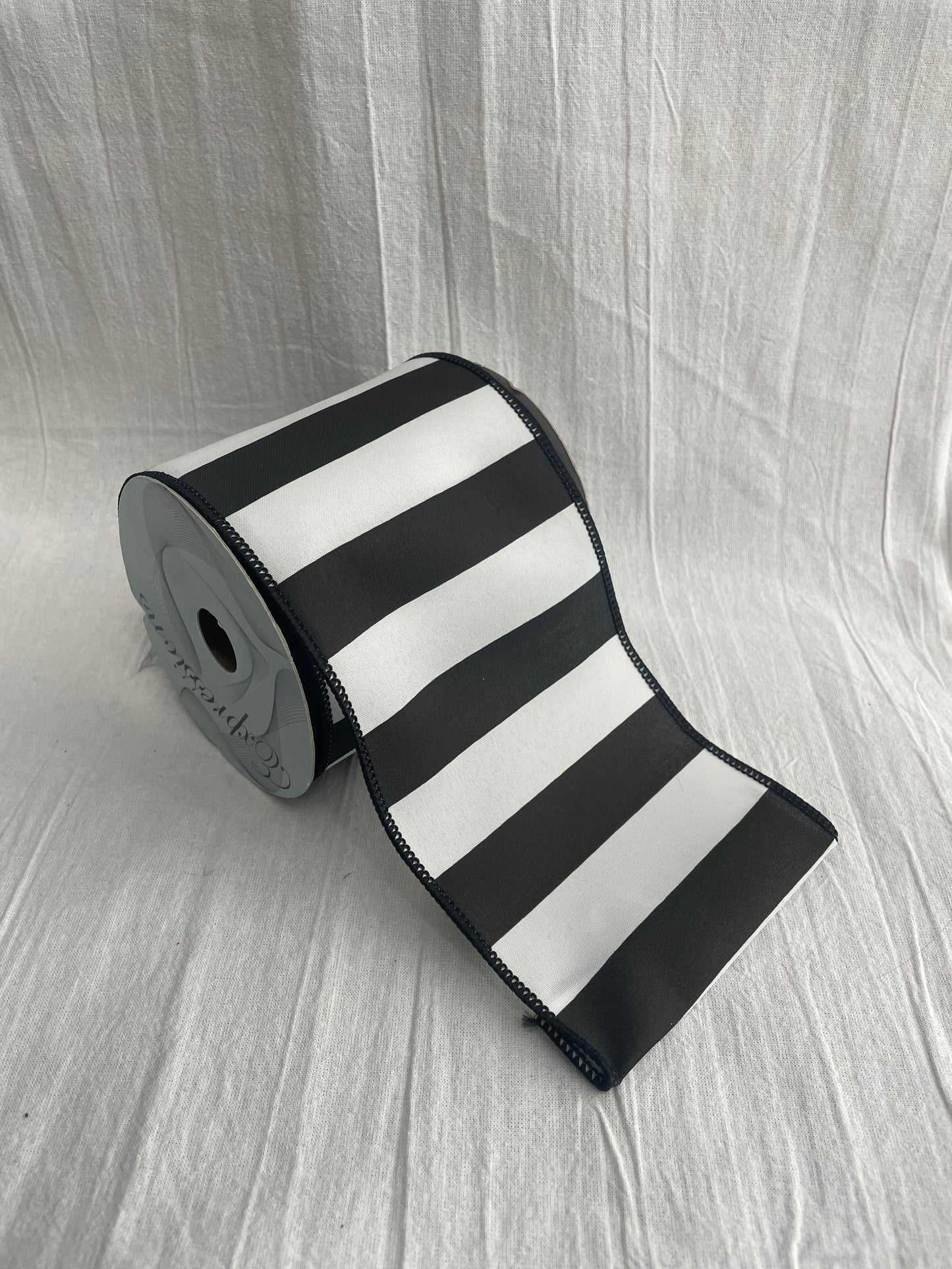 Wide Stripe Ribbon Wht/Black
