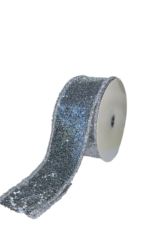 Glitter Sequin Ribbon, Silver