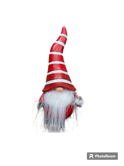 Resin Rd/Wht Stripe Hat Gnome
