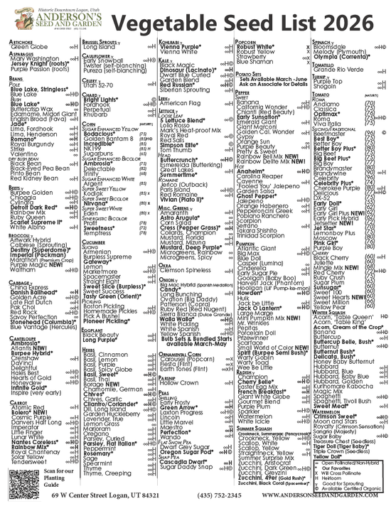 Vegetable and Flower Seed Lists – Anderson's Seed & Garden