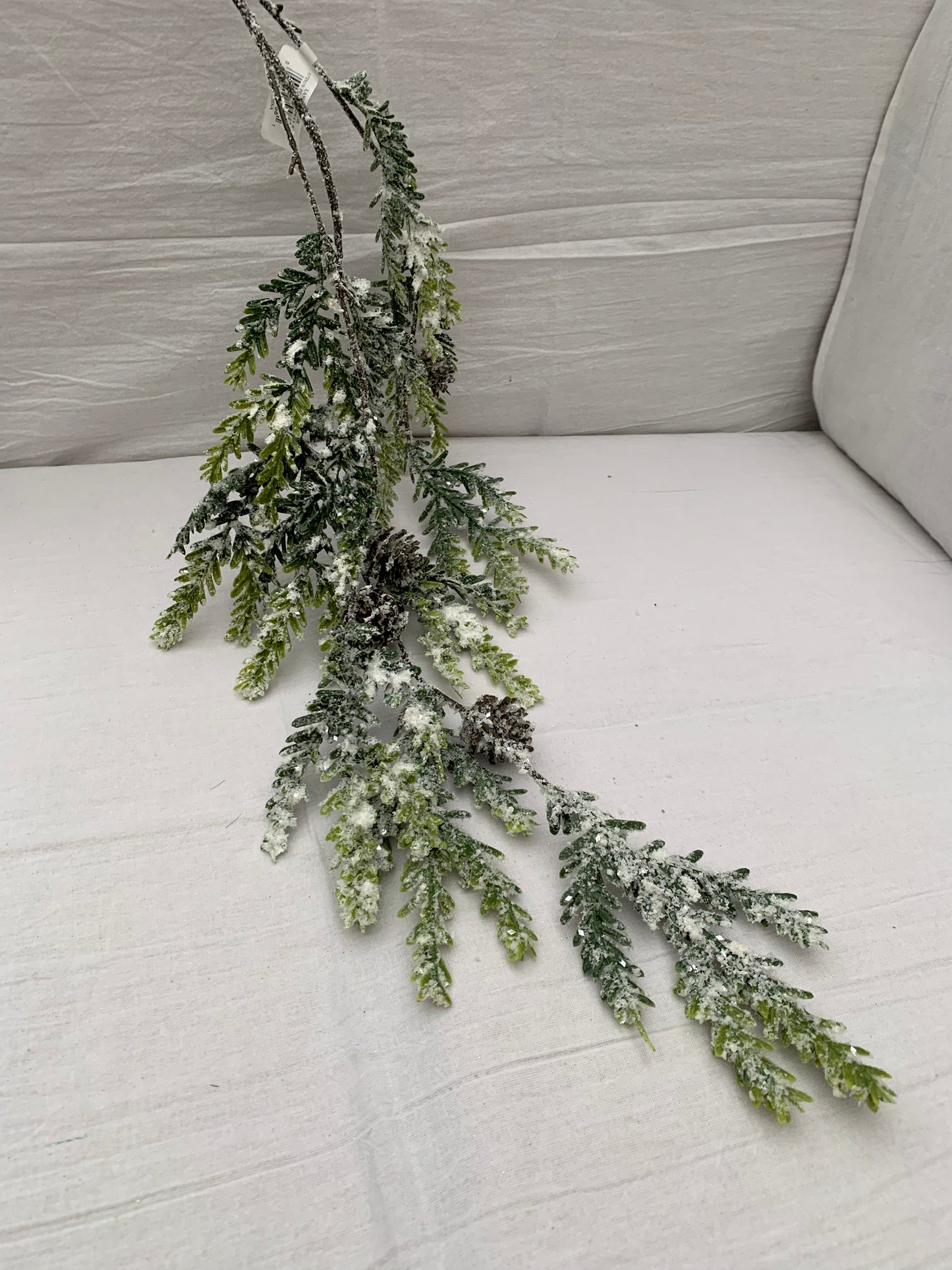 Hanging Pine wPinecones & Snow